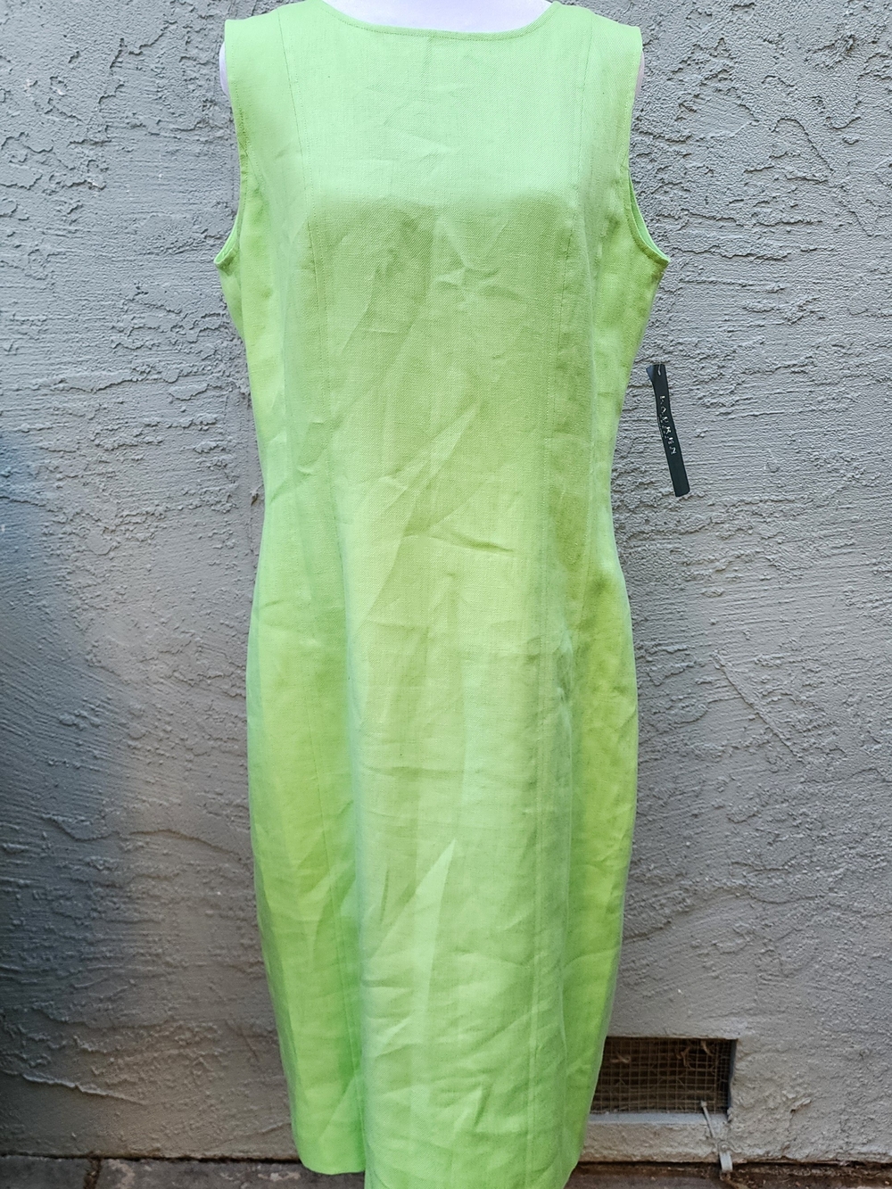 Lauren Ralph Lauren Lime Green 100% Linen Sheath Dress Size 10